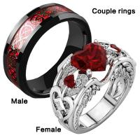 Couple Finger Rings Zinc Alloy plated fashion jewelry & Unisex  & for couple & with rhinestone two different colored Approx 5mm Sold By PC