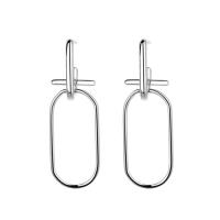 Boucles d'oreilles pendantes en laiton, Placage de couleur platine, bijoux de mode, couleur platine, protéger l'environnement, sans nickel, plomb et cadmium, 28mm, Vendu par paire