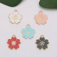 Zinc Alloy Enamel Pendants Oriental Cherry gold color plated DIY nickel lead & cadmium free Sold By Bag