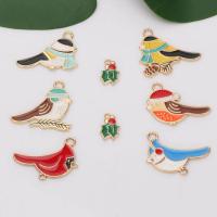 Zinc Alloy Enamel Pendants Bird gold color plated DIY nickel lead & cadmium free Sold By Bag