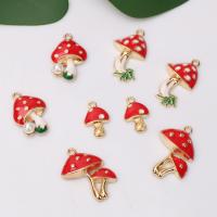 Zinc Alloy Enamel Pendants mushroom gold color plated DIY nickel lead & cadmium free Sold By Bag