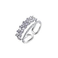 Cubic Zirconia Micro effenen Sterling Zilver Ringen, Messing, silver plated, verschillende stijlen voor de keuze & micro pave zirconia & voor vrouw, nikkel, lood en cadmium vrij, Maat:6-8, Verkocht door PC