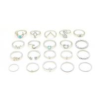 Zinklegering Ring Set, Zinc Alloy, met turkoois, silver plated, 20 stuks & voor vrouw, nikkel, lood en cadmium vrij, Maat:4.5-8, Verkocht door Stel