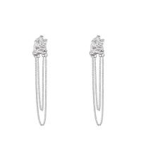 925 Boucles d’oreilles Sterling Silver Drop & Dangle, Argent sterling 925, Placage de couleur platine, pour femme, 9x64mm, Vendu par paire