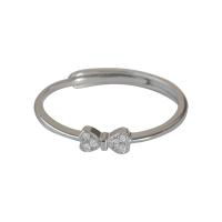 Zircon cubique Micro Pave Sterling Silver Rings, Argent sterling 925, Placage, Réglable & pavé de micro zircon & pour femme, plus de couleurs à choisir, Vendu par PC