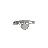 Sterling zilver ringen, 925 sterling zilver, met Schelp, platinum plated, Verstelbare & voor vrouw, Verkocht door PC