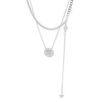 Collier d'acier titane, Double couche & unisexe, argent, Longueur Environ 45 cm, Vendu par PC