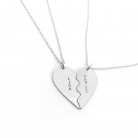 Collier de couple, Argent sterling 925, coeur, unisexe, argent, Longueur Environ 45 cm, Vendu par PC