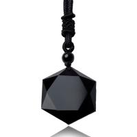 Obsidianas Karoliai, su Terilīns Laido, Šešiakampis, unisex, daugiau spalvų pasirinkimas, 30x8mm, Ilgis Apytiksliai 45 cm, Pardavė PC