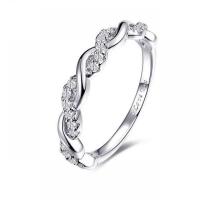 Kubieke Circonia Micro Pave Brass Ring, Messing, micro pave zirconia & voor vrouw, zilver, 17mm, Verkocht door PC