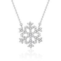 Cubic Zircon Micro bane messing halskæde, Snowflake, Micro Pave cubic zirconia & for kvinde, flere farver til valg, 30x25mm, Længde 51 cm, Solgt af PC