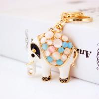 Zinc Alloy Key Clasp with Czech Rhinestone Elephant high quality plated fashion jewelry & Unisex & enamel multi-colored Sold By PC