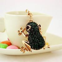 Zinc Alloy Key Clasp with Czech Rhinestone Frog high quality plated fashion jewelry & enamel green Sold By PC