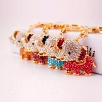 Zinc Alloy Key Clasp with Czech Rhinestone Elephant high quality plated fashion jewelry & enamel Sold By PC