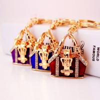 Zinc Alloy Key Clasp with Czech Rhinestone Handbag high quality plated fashion jewelry & Unisex & enamel Sold By PC