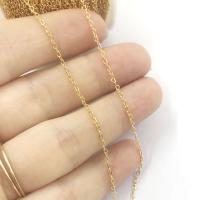 Mässing Dekorativa Chain, Hjärta, 18K guldpläterad, DIY, 1.50x2mm, Säljs av m