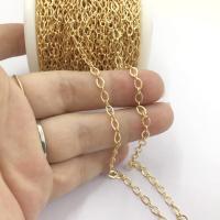 Messing Oval Chain, Ovaal, 18K verguld, DIY, 3.50x5mm, Verkocht door m