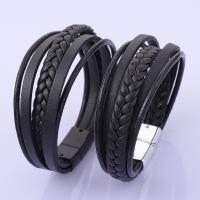 PU Leather Bracelet with Zinc Alloy plated with magnetic & for man Length 8.27 Inch Sold By Lot