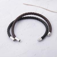 Cuero de PU Pulsera, con aleación de zinc, chapado en color de plata, con magnético & para hombre, más colores para la opción, longitud 8.66 Inch, 5PCs/Grupo, Vendido por Grupo