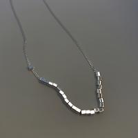 Sterling Zilveren halskettingen, 925 sterling zilver, platinum plated, voor vrouw, Lengte Ca 15.74 inch, Verkocht door PC