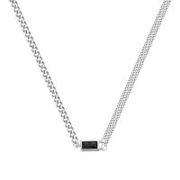 Cubic Zircon Micro bana Sterling Silver Halsband, 925 sterling silver, platina pläterad, micro bana cubic zirconia & för kvinna, Längd Ca 15.55 inch, Säljs av PC