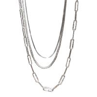 Collar Multi de la capa, Plata de ley 925, chapado en color de platina, diferentes estilos para la opción & para mujer, Vendido por UD