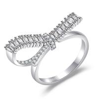 Cubi Circonia Micro Pave anello in ottone, placcato, Micro spianare cubic zirconia & per la donna, argento, 17.10x2.40mm, Venduto da PC