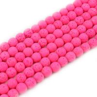 Naturlige Lava perler, Runde, du kan DIY, rose camouflage, Solgt Per 38 cm Strand