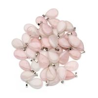 Rose Quartz Κρεμαστό κόσμημα, με Κράμα ψευδάργυρου, Teardrop, ροζ καμουφλάζ, 10-35mm, Sold Με PC