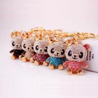 Zinc Alloy Key Clasp with Czech Rhinestone Panda high quality plated fashion jewelry & Unisex & enamel Sold By PC