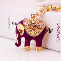 Zinc Alloy Key Clasp with Czech Rhinestone Elephant high quality plated fashion jewelry & Unisex & enamel Sold By PC