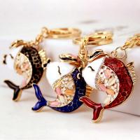 Zinc Alloy Key Clasp with Czech Rhinestone Fish high quality plated fashion jewelry & Unisex & enamel Sold By PC