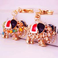 Zinc Alloy Key Clasp with Czech Rhinestone Elephant high quality plated fashion jewelry & Unisex & enamel Sold By PC