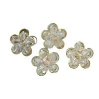 Boucles d'oreilles cristal, alliage de zinc, avec cristal, fleur, pour femme, doré, protéger l'environnement, sans nickel, plomb et cadmium, 19x19mm, Environ 50PC/sac, Vendu par sac