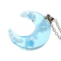 Harpiks halskæde, Resin, med Zinc Alloy, med 1.97 extender kæde, Moon, sølvfarvet forgyldt, Lettelse & Unisex, flere farver til valg, 25x23mm, Længde 17.72 inch, Solgt af PC