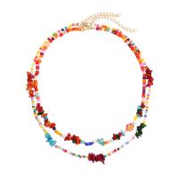 Seedbead collier, avec Gravier naturel, avec 2.75inch chaînes de rallonge, Double couche & pour femme, protéger l'environnement, sans nickel, plomb et cadmium, Longueur Environ 18.8 pouce, Environ 17.7 pouce, Vendu par PC