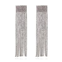 Fashion frynser øreringe, Zinc Alloy, Tassel, forgyldt, for kvinde & med rhinestone, flere farver til valg, 25x115mm, Solgt af par