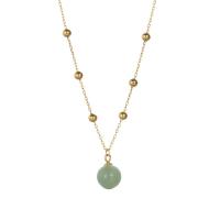 Collares de Plata Esterlina, Plata de ley 925, con Hetian Jade, chapado en color dorado, para mujer, longitud aproximado 15.74 Inch, Vendido por UD