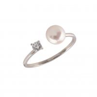 925 sterline d'argento Anelli Cuff, with Shell Pearl, placcato color platino, Regolabile & per la donna & con strass, Venduto da PC