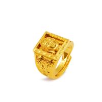 Messing ringen, plated, Verstelbare & voor de mens, gouden, 17mm, Verkocht door PC