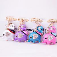 Zinc Alloy Key Clasp with Czech Rhinestone Elephant high quality plated fashion jewelry & for woman & enamel Sold By PC