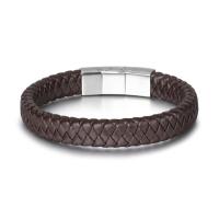 Koskind Bracelet, PU, titanium stål magnetlås, ovntørrende lak, for mennesket, brun, 12mm, Længde Ca. 8.86 , Solgt af PC