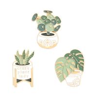 Enamel Brooch Zinc Alloy plant pot plated Unisex nickel lead & cadmium free Sold By Lot