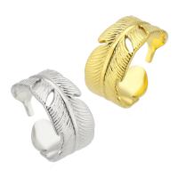 304 rostfritt stål Cuff finger ring, Feather, Justerbar & för kvinna, fler färger för val, Storlek:7, Säljs av PC