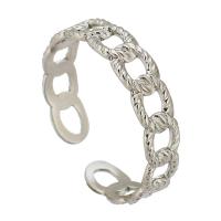 Acier inoxydable 304 Cuff Bague, Réglable & pour femme & creux, couleur platine, Taille:7, Vendu par PC