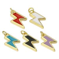 Messing hangers, Lightning Symbol, gold plated, glazuur, meer kleuren voor de keuze, 6x11x2mm, Gat:Ca 1.5mm, Verkocht door PC