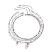 Collana Multi strato, lega in zinco, with Seedbead & catena di ferro & plastica rivestito in rame, with 2.7inch extender chain, placcato, tre pezzi & per la donna & con strass, nessuno, assenza di nichel,piombo&cadmio, Lunghezza Appross. 13.7 pollice, Appross. 15.7 pollice, Venduto da set