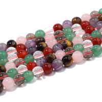 Mixed Gemstone Helmet, Jalokivi, Pyöreä, kiiltävä, tee-se-itse, sekavärit, Myyty Per 38 cm Strand