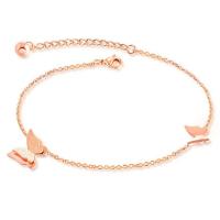 Titanium Stål anklet, Butterfly, for kvinde, rosa guld farve, Længde 26 cm, Solgt af PC