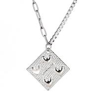 Collier d'acier titane, unisexe & émail, argent, 21x21mm, Longueur 65 cm, Vendu par PC